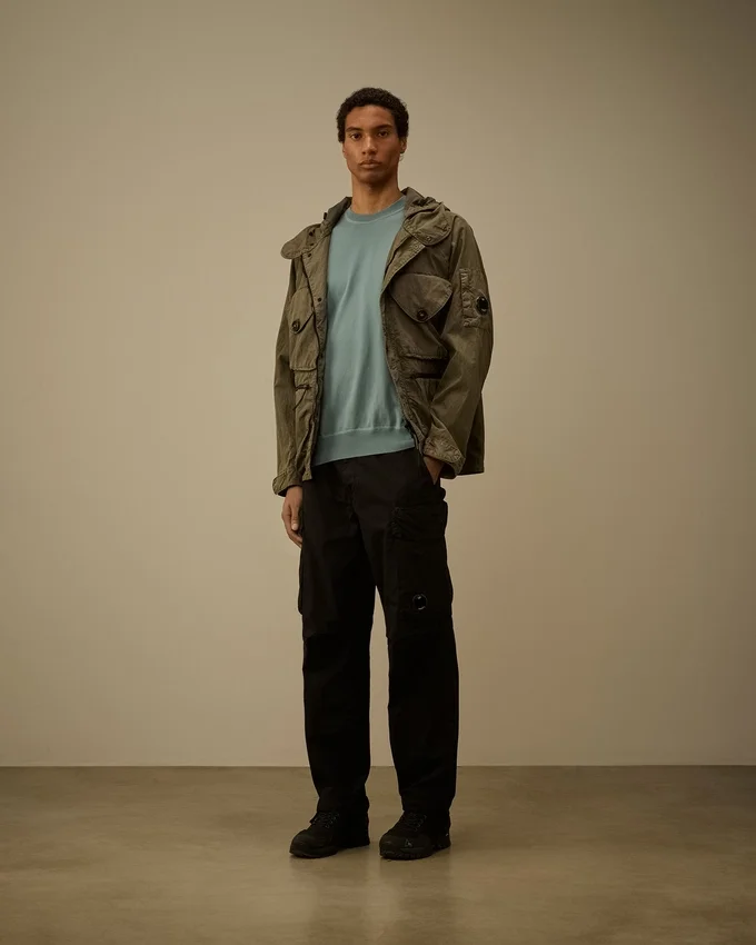 Maglione a collo rotondo in cotone Sea Island con Lens