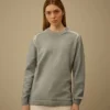 Maglione a girocollo in ciniglia di cotone con doppia tintura