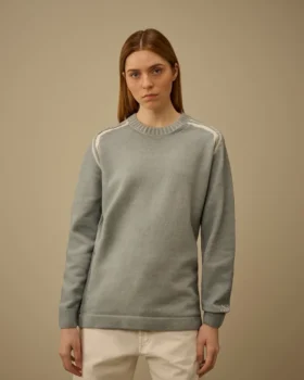 Maglione a girocollo in ciniglia di cotone con doppia tintura