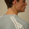 Maglione a girocollo in ciniglia di cotone con doppia tintura