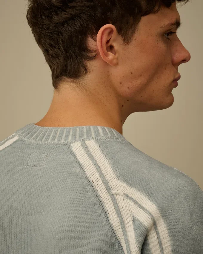 Maglione a girocollo in ciniglia di cotone con doppia tintura