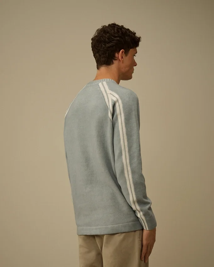 Maglione a girocollo in ciniglia di cotone con doppia tintura