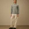 Maglione a girocollo in ciniglia di cotone con doppia tintura