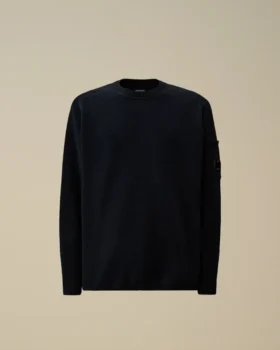Maglione a girocollo in ciniglia di cotone con lente