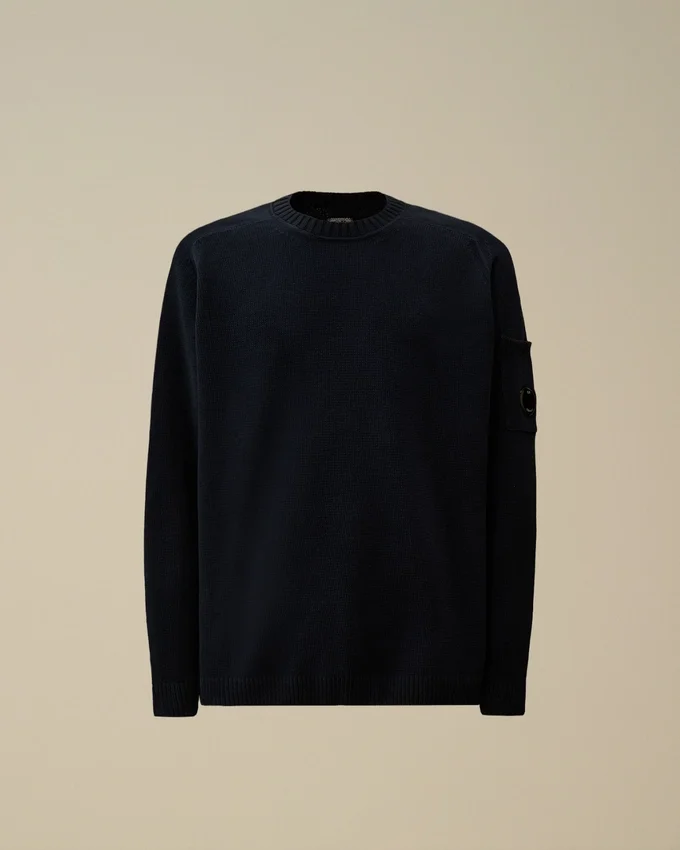 Maglione a girocollo in ciniglia di cotone con lente