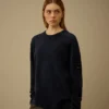 Maglione a girocollo in ciniglia di cotone con lente