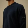 Maglione a girocollo in ciniglia di cotone con lente
