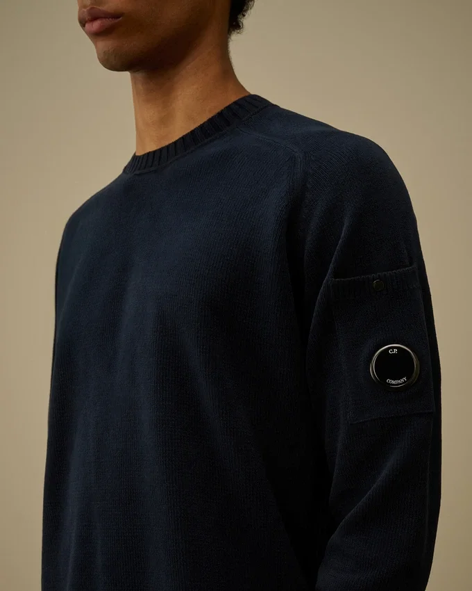 Maglione a girocollo in ciniglia di cotone con lente