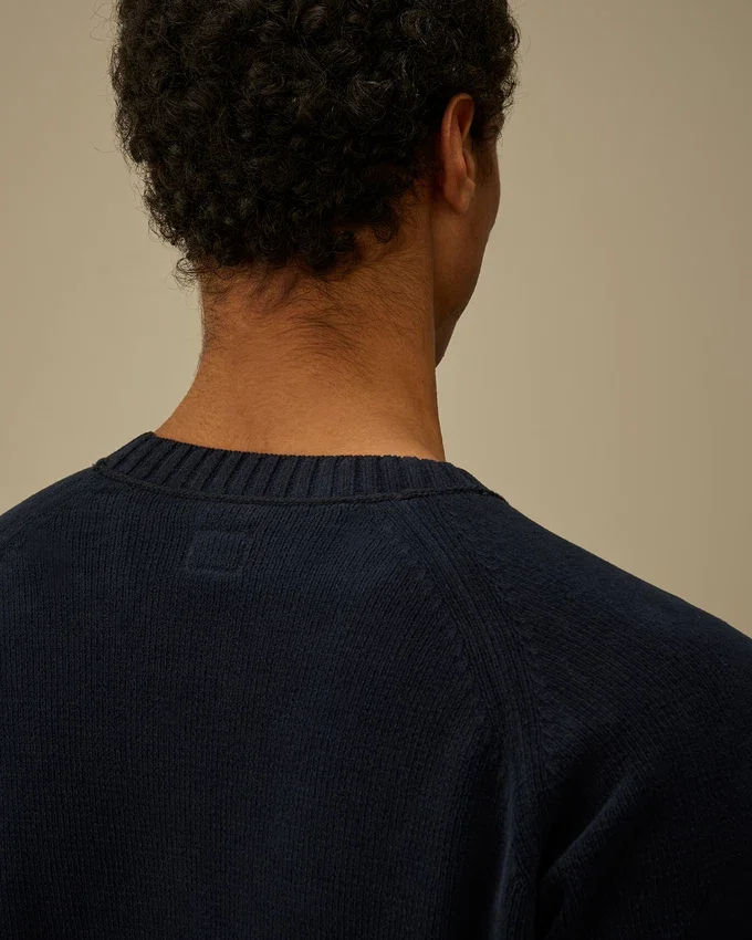 Maglione a girocollo in ciniglia di cotone con lente