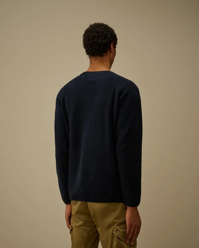 Maglione a girocollo in ciniglia di cotone con lente
