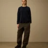 Maglione a girocollo in ciniglia di cotone con lente