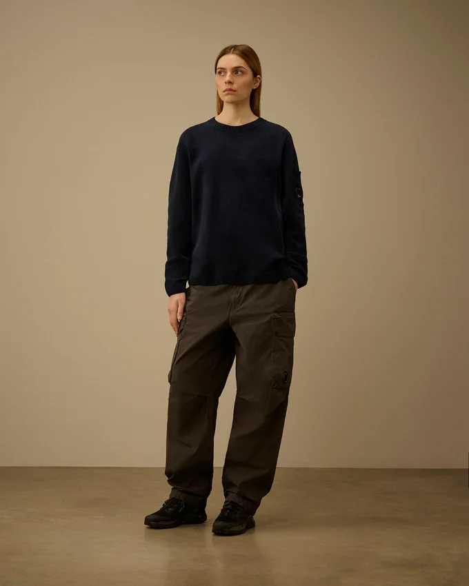 Maglione a girocollo in ciniglia di cotone con lente