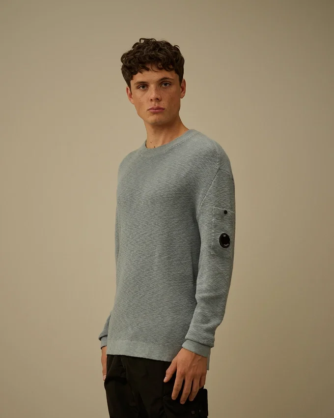Maglione a girocollo in cotone/nylon con motivo a Lens