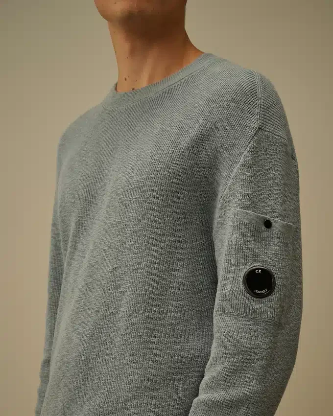 Maglione a girocollo in cotone/nylon con motivo a Lens