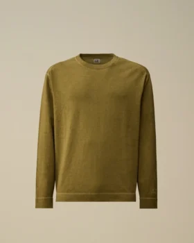 Maglione a girocollo in crêpe di cotone a doppia tintura