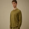 Maglione a girocollo in crêpe di cotone a doppia tintura