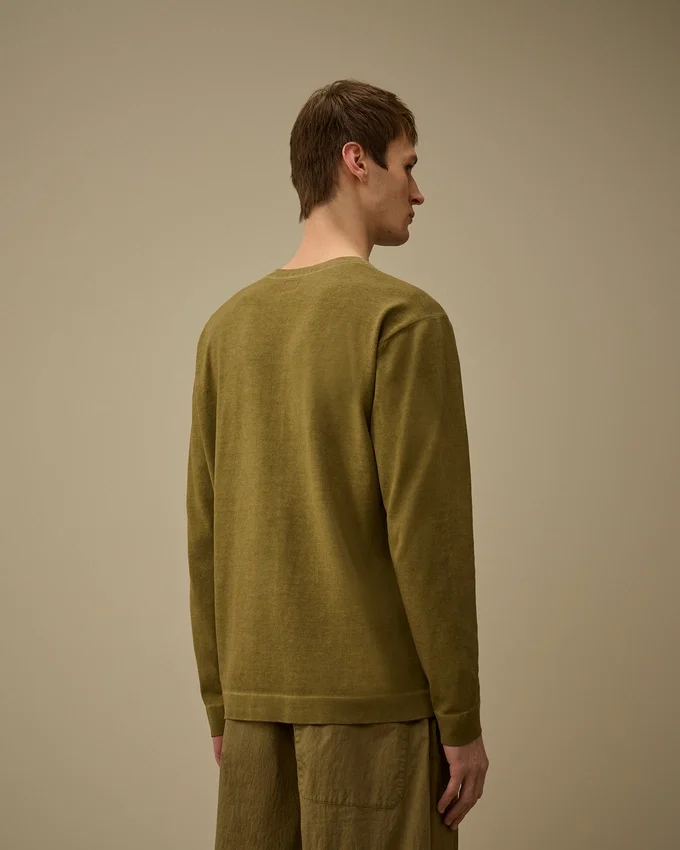 Maglione a girocollo in crêpe di cotone a doppia tintura