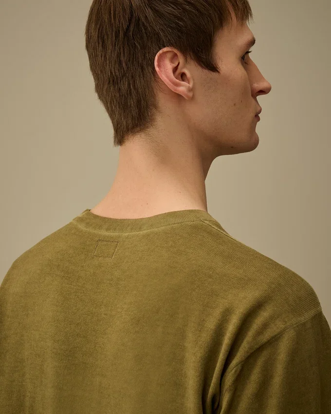 Maglione a girocollo in crêpe di cotone a doppia tintura