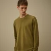 Maglione a girocollo in crêpe di cotone a doppia tintura