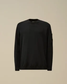 Maglione a girocollo in crêpe di cotone con dettaglio “Lens”