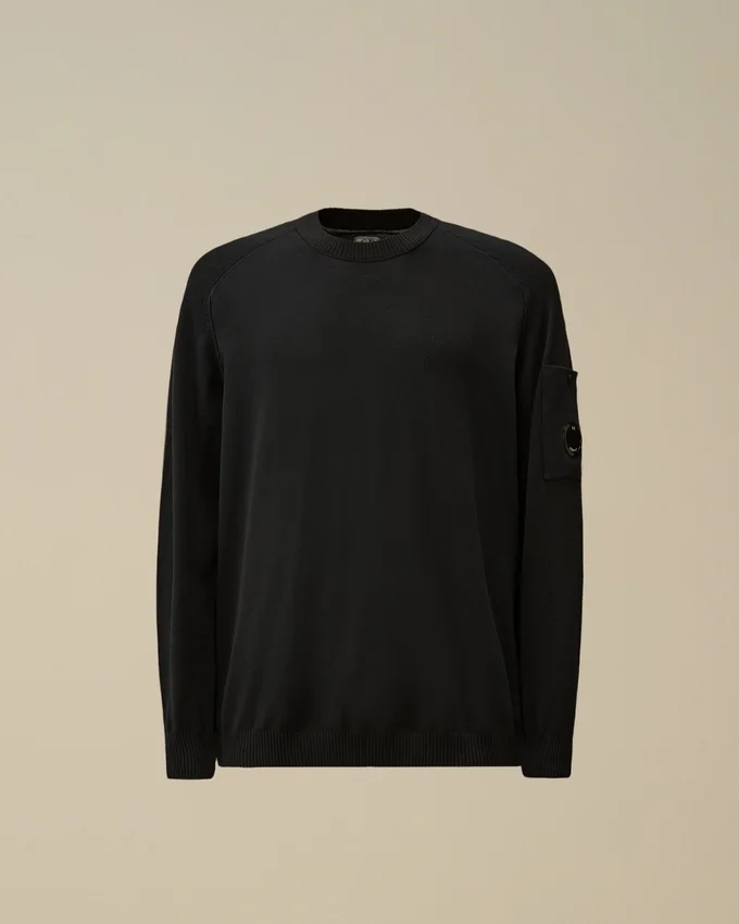 Maglione a girocollo in crêpe di cotone con dettaglio “Lens”