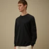Maglione a girocollo in crêpe di cotone con dettaglio “Lens”