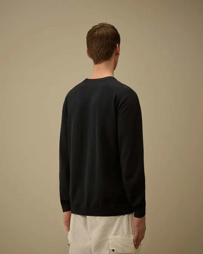 Maglione a girocollo in crêpe di cotone con dettaglio “Lens”