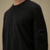 Maglione a girocollo in crêpe di cotone con dettaglio “Lens”