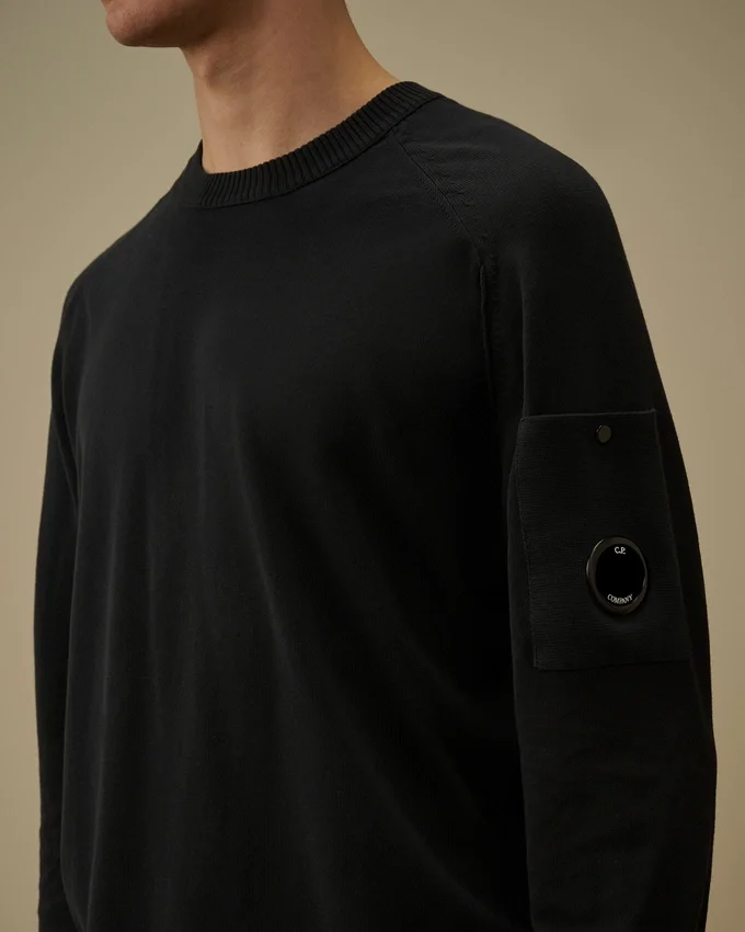 Maglione a girocollo in crêpe di cotone con dettaglio “Lens”