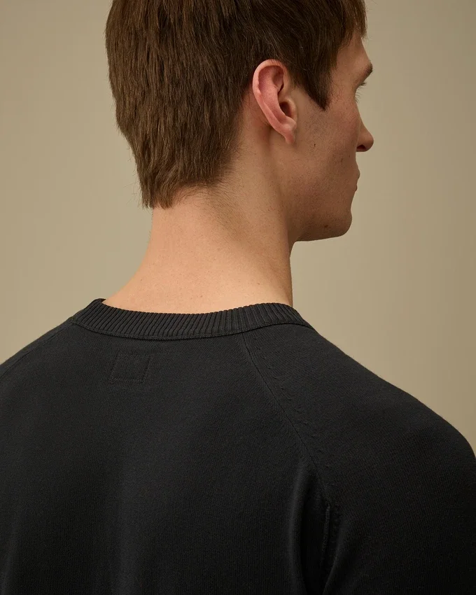 Maglione a girocollo in crêpe di cotone con dettaglio “Lens”