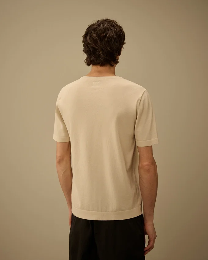Maglione a maniche corte in crêpe di cotone