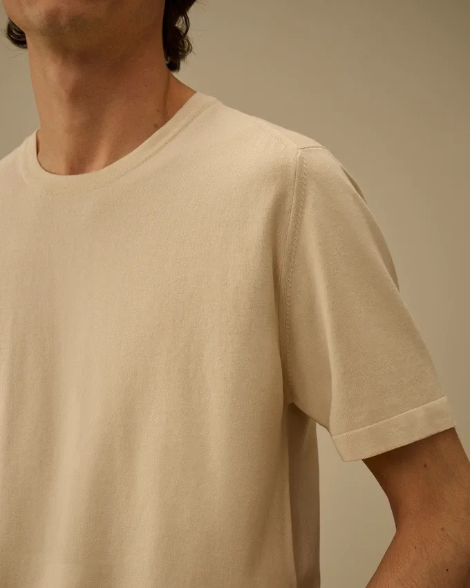 Maglione a maniche corte in crêpe di cotone