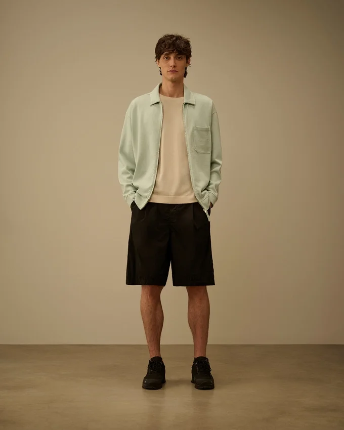 Maglione a maniche corte in crêpe di cotone