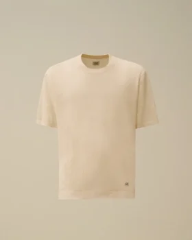 Maglione a maniche corte in lino con collo rotondo