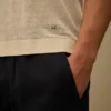 Maglione a maniche corte in lino con collo rotondo