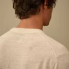 Maglione a maniche corte in lino con collo rotondo