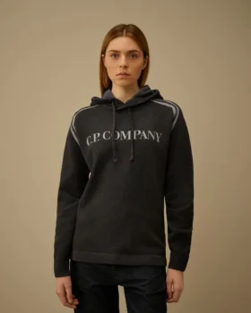 Maglione con cappuccio in ciniglia di cotone a doppia tintura