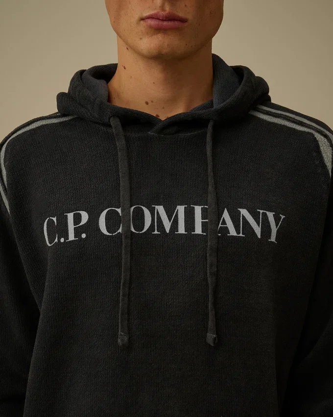 Maglione con cappuccio in ciniglia di cotone a doppia tintura