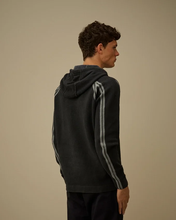 Maglione con cappuccio in ciniglia di cotone a doppia tintura
