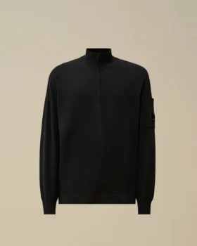 Maglione in crêpe di cotone con mezza zip