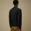 Maglione in crêpe di cotone con mezza zip