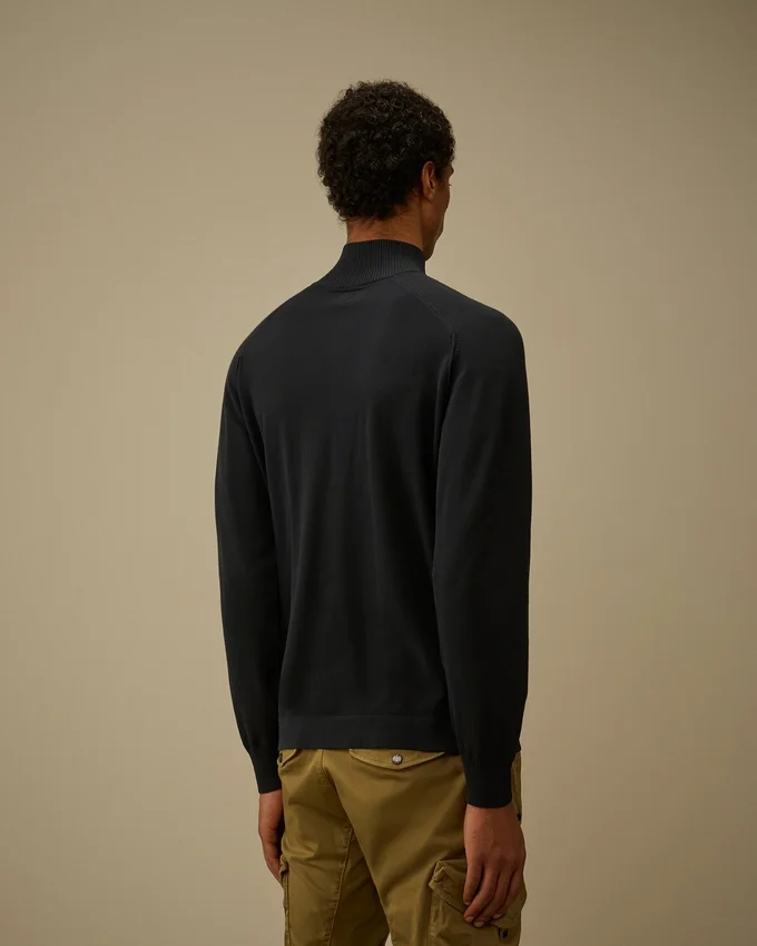 Maglione in crêpe di cotone con mezza zip