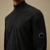 Maglione in crêpe di cotone con mezza zip