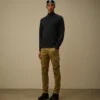 Maglione in crêpe di cotone con mezza zip