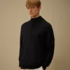 Maglione Lens in cotone Sea Island con mezza zip