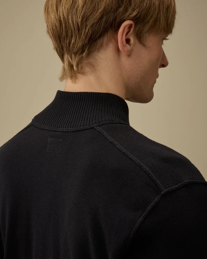Maglione Lens in cotone Sea Island con mezza zip