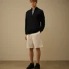 Maglione Lens in cotone Sea Island con mezza zip
