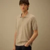 Maglione polo a maniche corte in crêpe di cotone
