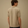 Maglione polo a maniche corte in crêpe di cotone