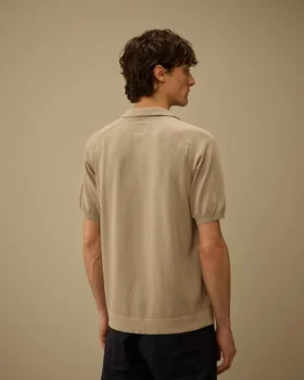 Maglione polo a maniche corte in crêpe di cotone